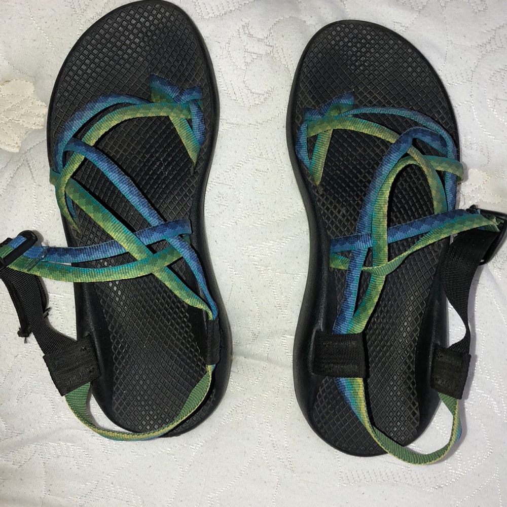 Size 9 Green and Blue Chacos